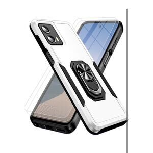 Bonkier Moto G 5G 2024 Phone Case with 4x Tempered Glass Screen Protector White